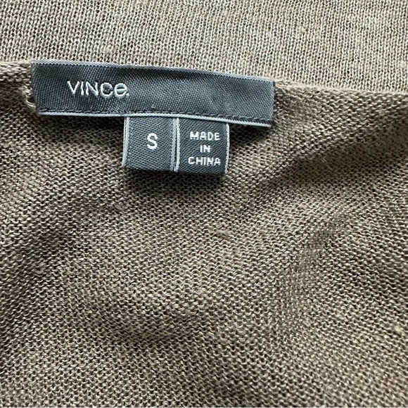 Vince 100% Linen Boatneck Top Long Sleeves SZ Small Taupe Oversized Designer GUC - Picture 2 of 6